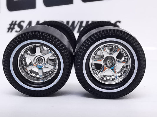 Dragster tire 6 spoke chrome ring, white line/REAR NO SMALL DISTRIBUIDORES