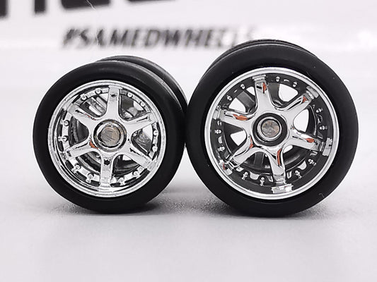 6 spoke jdm 1012mm chrome ring, black tire DISTRIBUIDORES