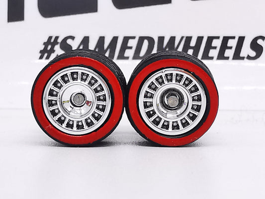 Roulette 10 mm Black tire red line black ring DISTRIBUIDORES