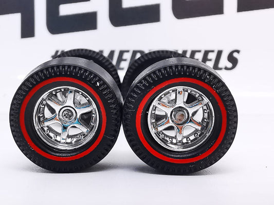 Dragster tire 6 spoke chrome ring, red line/REAR NO SMALL DISTRIBUIDORES