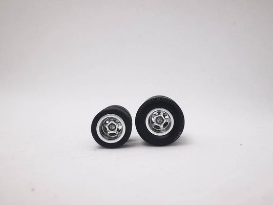 Dragster tire 5 bolt chrome ring, Black/Rear Flat DISTRIBUIDORES