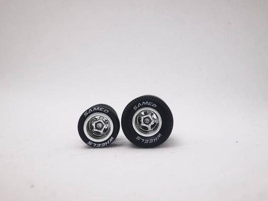 Dragster tire 5 bolt chrome ring, with letter/Rear Flat DISTRIBUIDORES