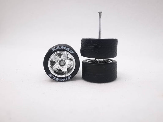 5star 12 mm chrome ring, black tire with letter DISTRIBUIDORES