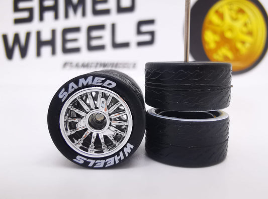 Lowrider 12 mm Chrome ring, black tire with lettering DISTRIBUIDORES