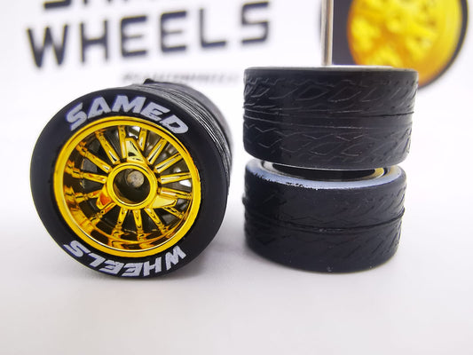 Lowrider 12 mm Gold ring, black tire with lettering DISTRIBUIDORES