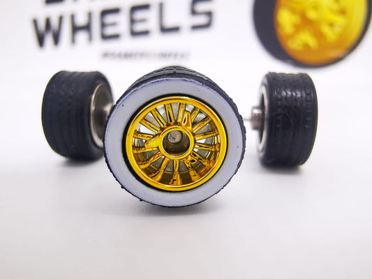 Lowrider 10 mm Gold ring, black tire white wall DISTRIBUIDORES