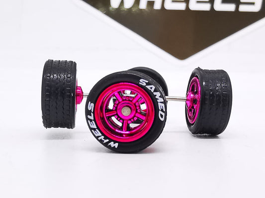 American 10 mm Mexican Pink ring, Black tire with white lettering DISTRIBUIDORES