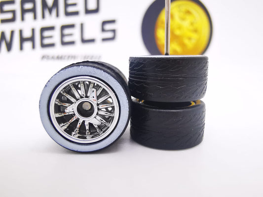 Lowrider 12 mm Chrome ring, black tire white wall DISTRIBUIDORES