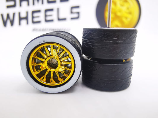 Lowrider 12 mm Gold ring, black tire white wall DISTRIBUIDORES