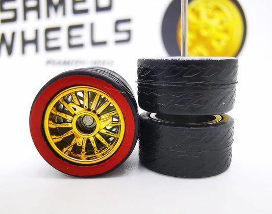 Lowrider 12 mm Gold ring, black tire Red line DISTRIBUIDORES