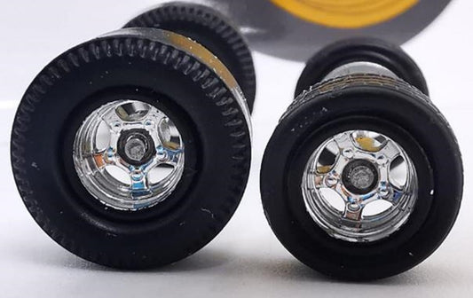 Dragster tire 5 bolt chrome black ring, Black/Rear Flat DISTRIBUIDORES