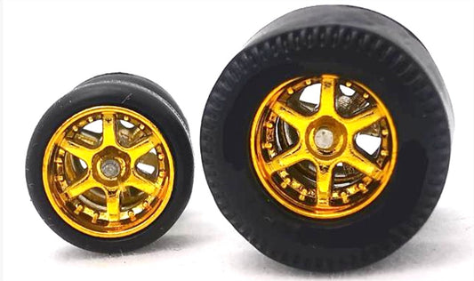 Dragster tire 6 spoke gold, Black/Rear Flat DISTRIBUIDORES