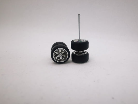 6 spoke jdm 10mm chrome ring, black tire DISTRIBUIDORES