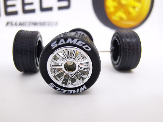 Lowrider 10 mm chrome ring, black tire with letter DISTRIBUIDORES