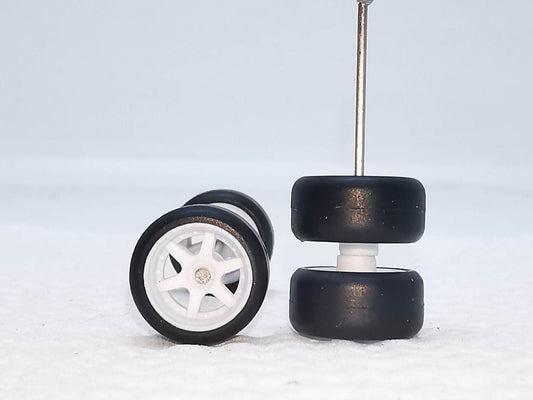 6 spoke jdm 11mm WHITE, black tire ECO DISTRIBUIDORES