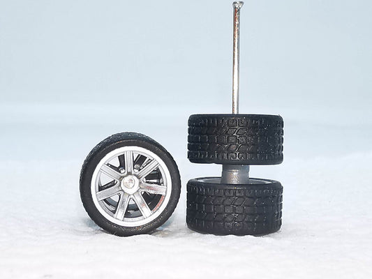 7 spoke jdm 11mm polished grey, black tire not removable