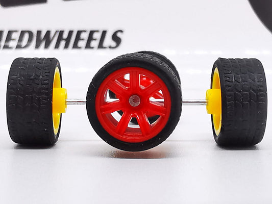 7 spoke jdm 11mm red, black tire not removable DISTRIBUIDORES