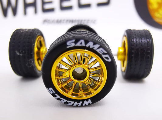 Lowrider 10 mm Gold ring, black tire with letter DISTRIBUIDORES