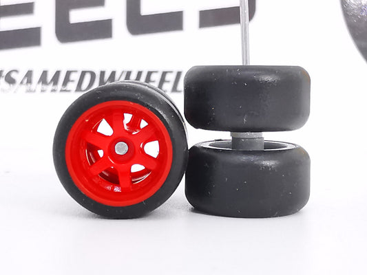 6 spoke jdm 12mm red, black tire ECO DISTRIBUIDORES