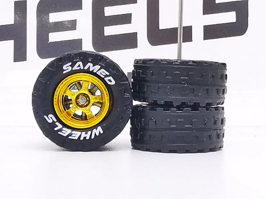 JAGUAR WARRIOR AT 12 MM 5 bolt gold ring, black tire XL with white lettering DISTRIBUIDORES