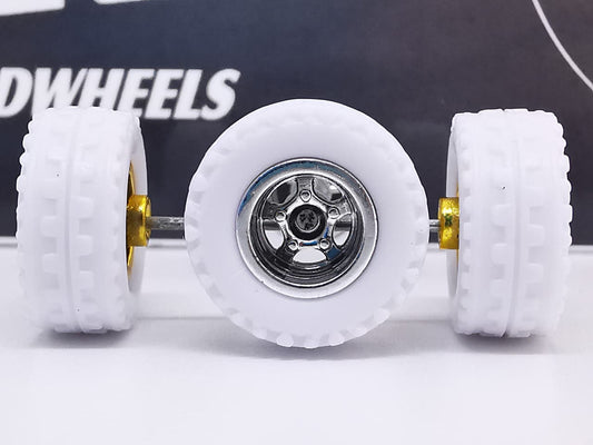 JAGUAR WARRIOR AT 10 MM 5 bolt CHROME ring, white tire DISTRIBUIDORES