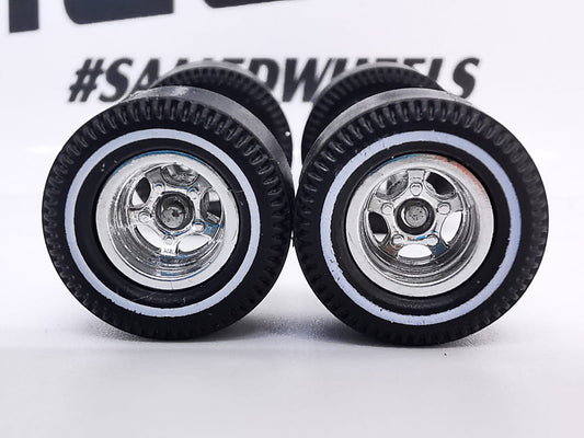 Dragster tire 5 bolt chrome ring, white line/REAR NO SMALL DISTRIBUIDORES
