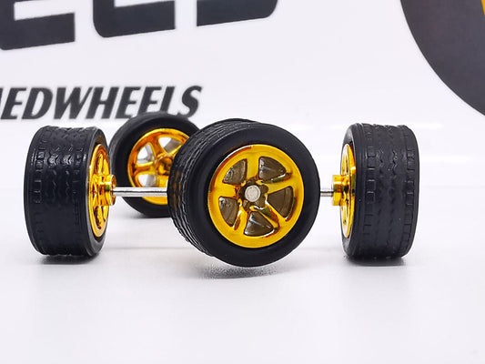 5 spoke/Muscle 10MM Peach Gold, black tire DISTRIBUIDORES
