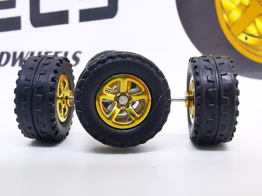 JAGUAR WARRIOR AT 10 MM 5 bolt muscle gold ring, black tire DISTRIBUIDORES