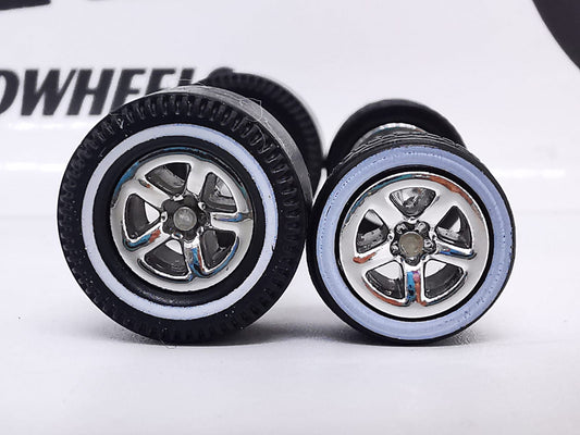 Dragster tire muscle chrome ring, white line/Rear Flat DISTRIBUIDORES