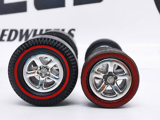Dragster tire muscle chrome ring, red line/Rear Flat DISTRIBUIDORES