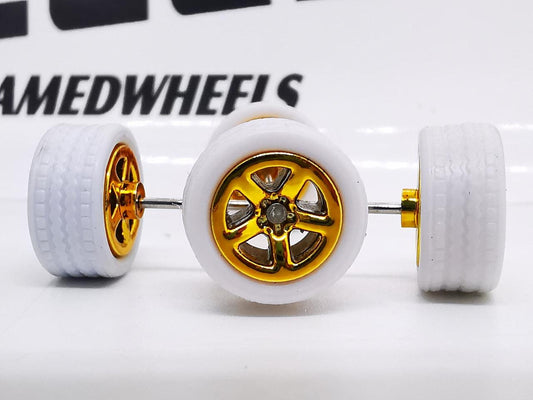 5 spoke/Muscle 10MM Peach gold ring, white tire