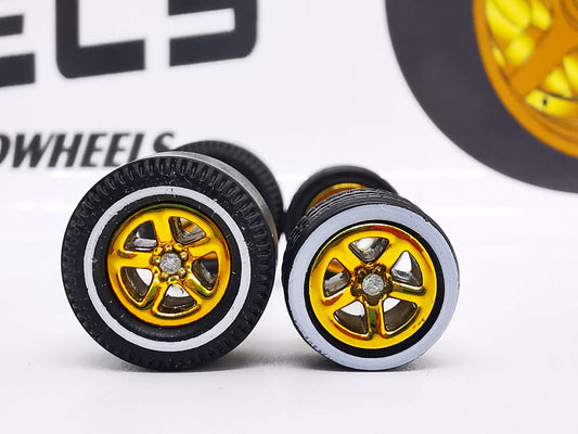 Dragster tire muscle pearl gold ring, white line/Rear Flat DISTRIBUIDORES