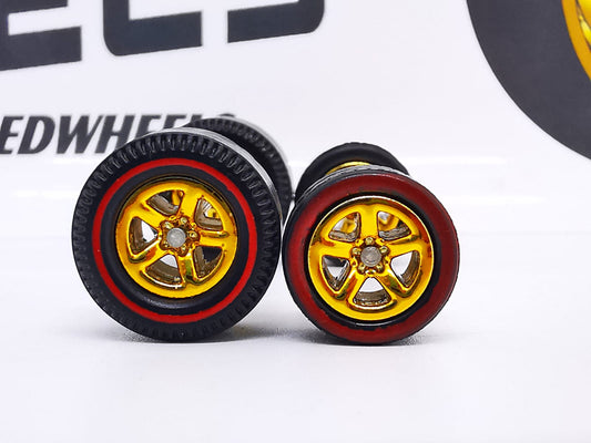 Dragster tire muscle peach gold ring, red line/Rear Flat DISTRIBUIDORES