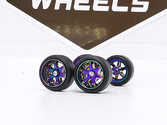 6 spoke jdm 10mm chamaleon ring, black tire DISTRIBUIDORES