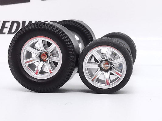 Dragster tire 7 spoke Polished Gray, Black/Rear Flat not removable