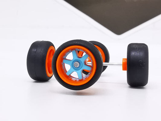 6 Spoke 10 mm blue orange ring, Black tire Jdm DISTRIBUIDORES