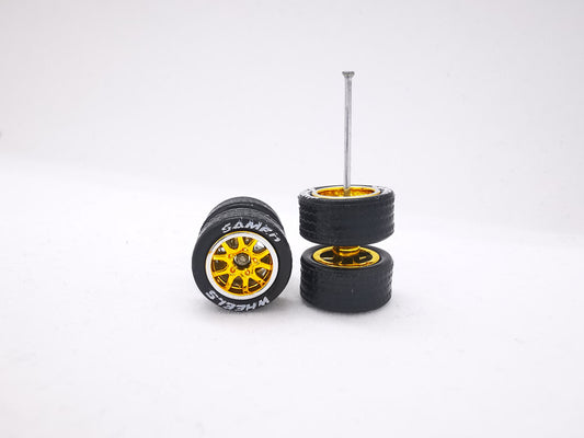 THUNDER 10 mm gold chrome rin, black tire with lettering