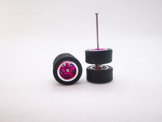 5 bolt 10 mm black tire Pink chrome rim