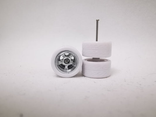 5 bolt 10mm white tire Chrome rim