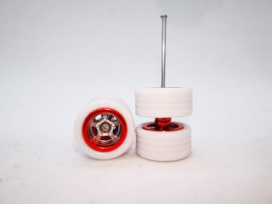 5 bolt 10mm white tire Chrome red ring