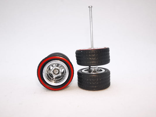 5 bolt 10 mm black tire red line chrome rim