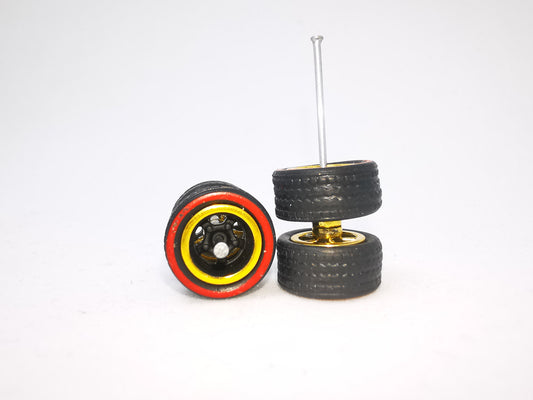 5 bolt 10 mm black tire red line black gold ring