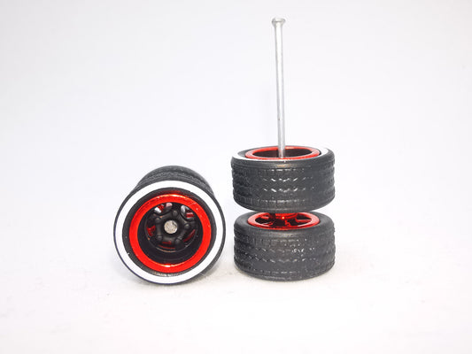 5 bolt 10 mm black tire white line black red rim