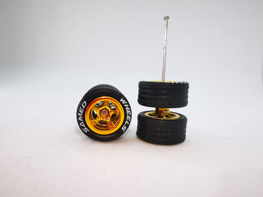 5 bolt 10 mm gold ring, black tire with letter