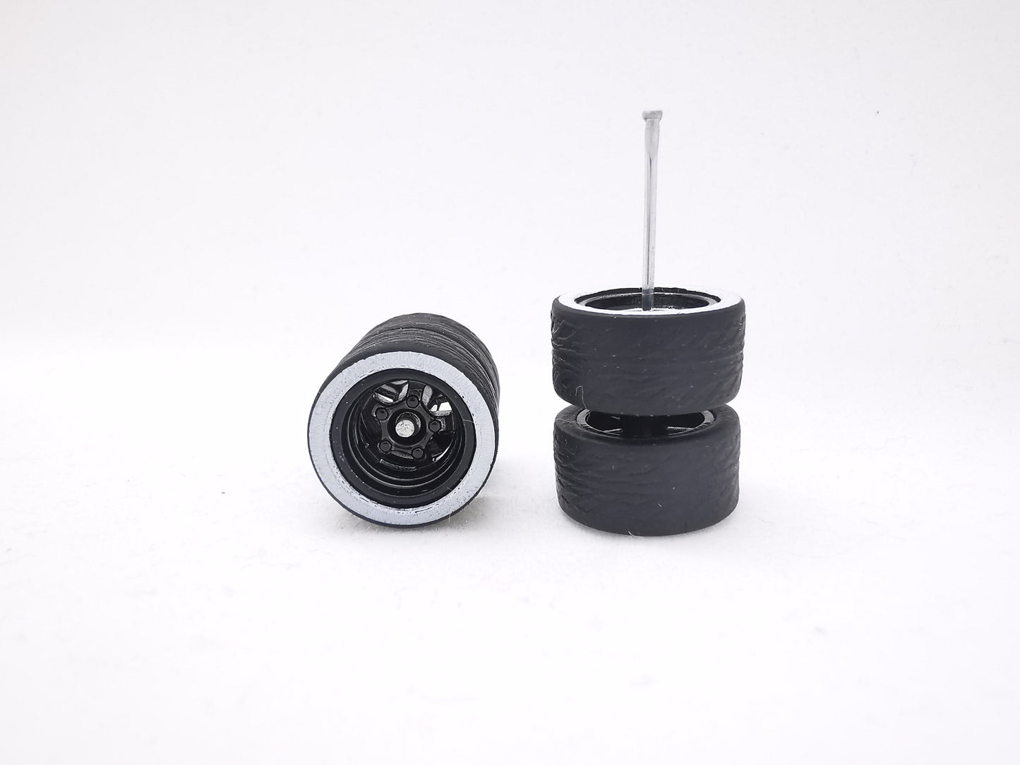 5 bolt 12 mm black ring, black tire with white wall