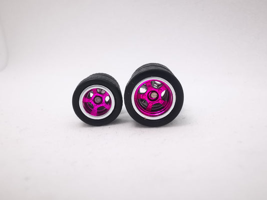 5 bolt 1012 mm pink chrome rim, black tire