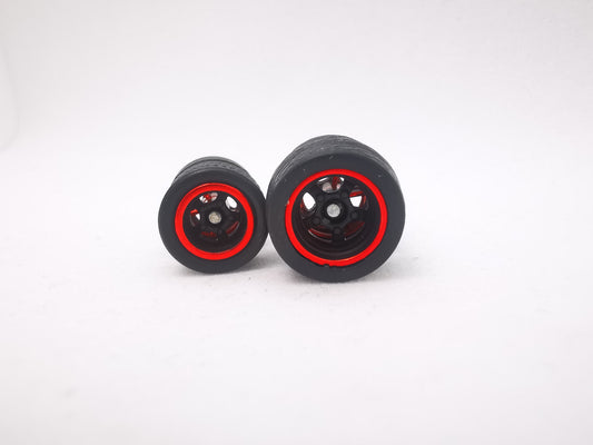 5 bolt 1012 mm black red rim, black tire