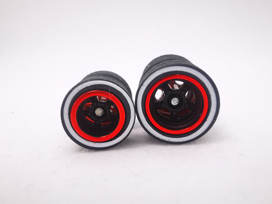 5 bolt 1012 mm black red rim, black tire with white line