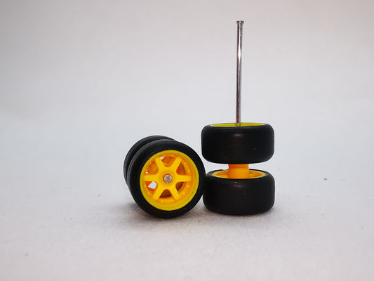 6 spoke jdm 11mm yellow ring, black tire not removable
