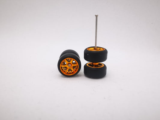 6 spoke jdm 11mm tequila sunshine ring, black tire